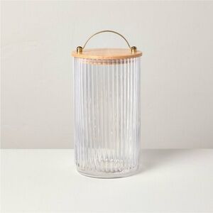 64oz Fluted Glass Storage Canister set with Wood Lid - Hearth & Hand Magnolia